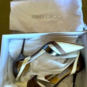 Jimmy Choo Marcine 85 Sz 40. Off White/Mink/Anthracite Never worn